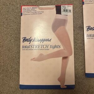 BRAND NEW body wrappers wide knit waistband tights: theatrical pink, L/XL